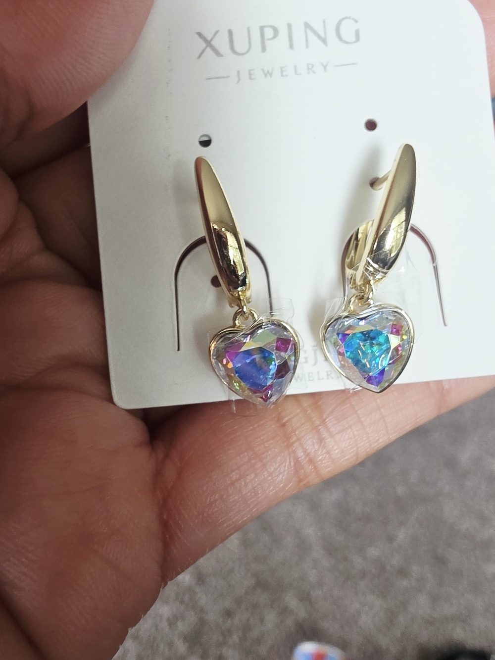 Argollas Con Corazon Tornasol Oro Laminado 14k